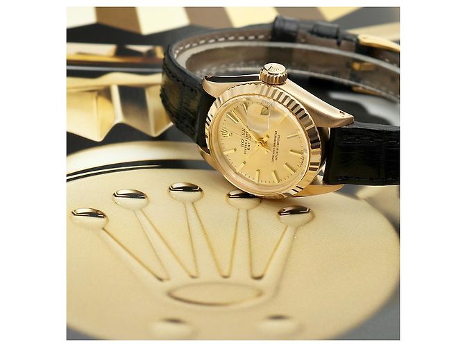 Rolex Datejust Gold Classic Vintage Damen Lederuhr Golden - Ansicht 21