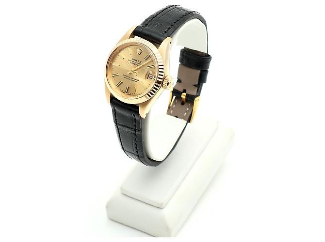 Rolex Datejust Gold Classic Vintage Damen Lederuhr Golden - Ansicht 4