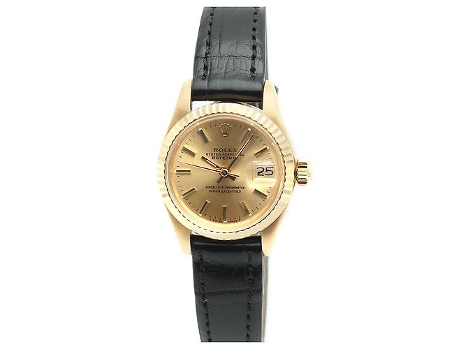 Rolex Datejust Gold Classic Vintage Damen Lederuhr Golden - Ansicht 8