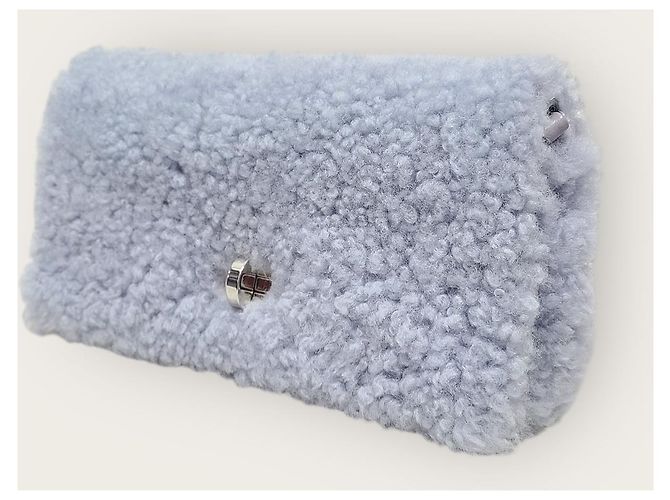 Miu Miu Borsa a tracolla e a spalla in shearling di agnello con logo Lila Blue - vista 2