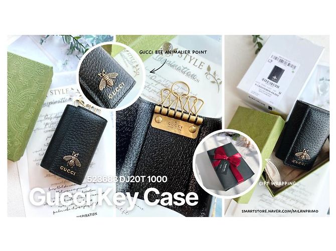 Gucci BEE Leder-Schlüsseletui Mehrfarben - Ansicht 7