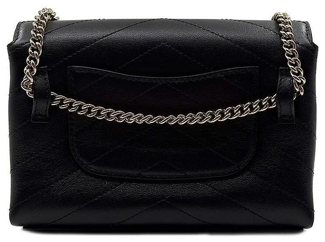 Chanel Borsa Chevron Stitch in Pelle Caviar Nero - vista 4