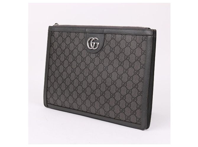 Gucci Pochette Portfolio en toile grise Marron - vue 3