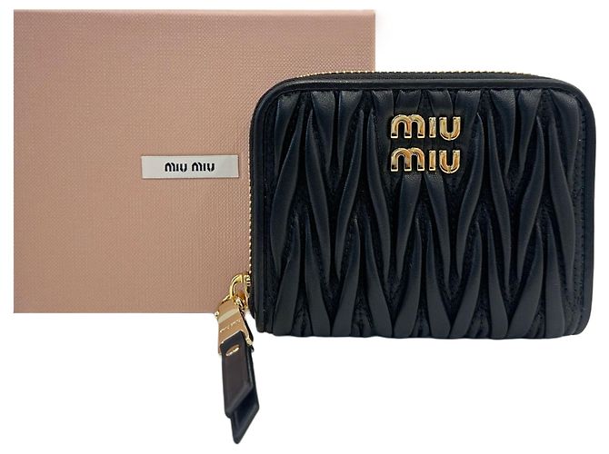 Miu Miu Tarjetero de piel Nappa Negro - vista 6