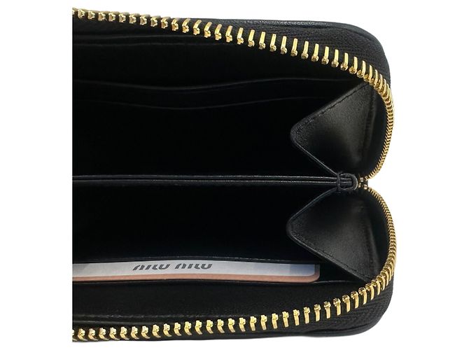 Miu Miu Tarjetero de piel Nappa Negro - vista 9