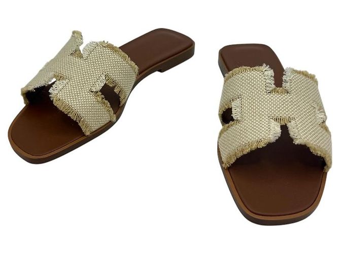 Hermès Beige Beige Sandalen Braun - Ansicht 2