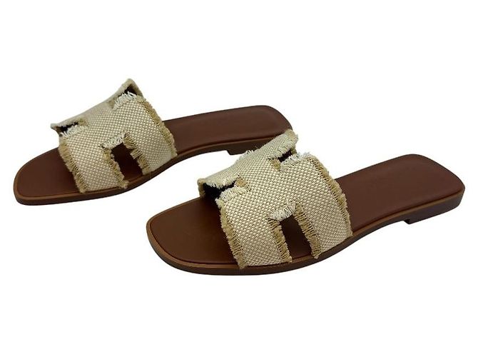 Hermès Beige Beige Sandalen Braun - Ansicht 4