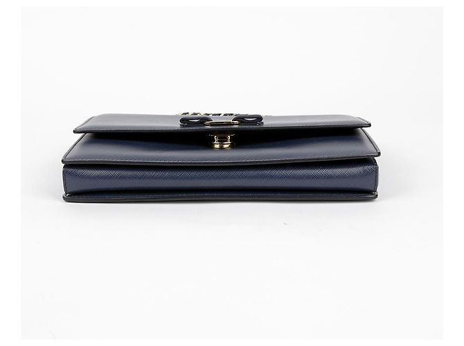 Salvatore Ferragamo Borsa a tracolla e crossbody Vara Gini in pelle Saffiano blu navy - vista 10
