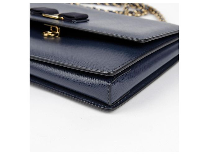 Salvatore Ferragamo Borsa a tracolla e crossbody Vara Gini in pelle Saffiano blu navy - vista 11