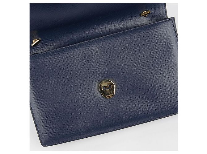 Salvatore Ferragamo Borsa a tracolla e crossbody Vara Gini in pelle Saffiano blu navy - vista 19