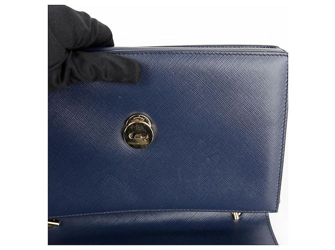 Salvatore Ferragamo Borsa a tracolla e crossbody Vara Gini in pelle Saffiano blu navy - vista 20