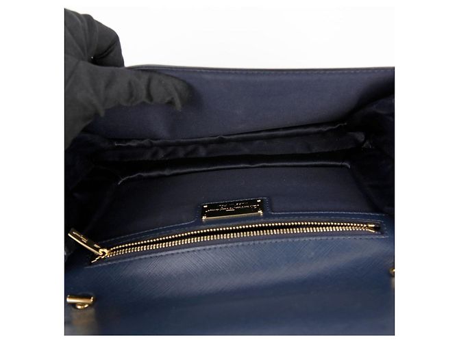 Salvatore Ferragamo Borsa a tracolla e crossbody Vara Gini in pelle Saffiano blu navy - vista 21
