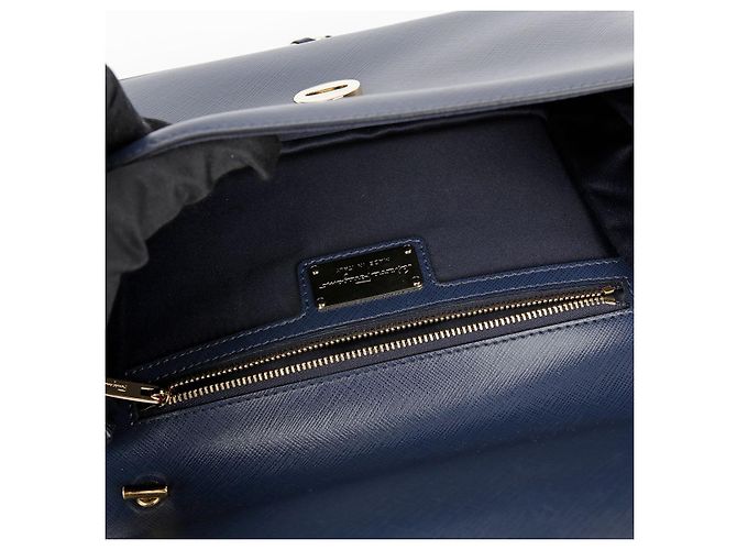 Salvatore Ferragamo Borsa a tracolla e crossbody Vara Gini in pelle Saffiano blu navy - vista 22