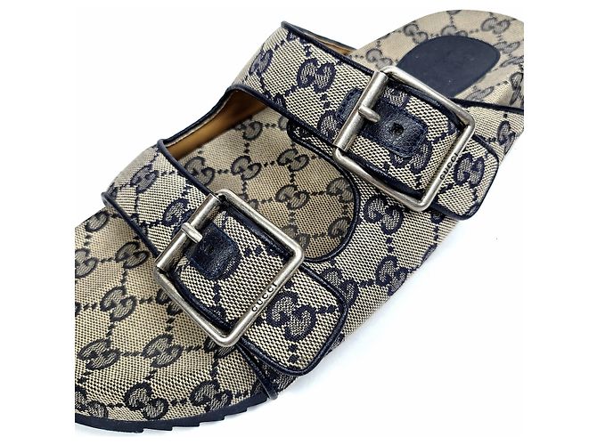 Gucci Sandali Slide GG Supreme Blu - vista 4