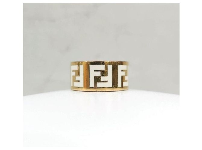 Fendi Anello FF Forever Gold White Wide Band - vista 3