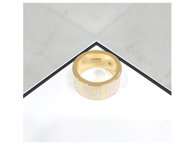 Fendi Anello FF Forever Gold White Wide Band - vista 4