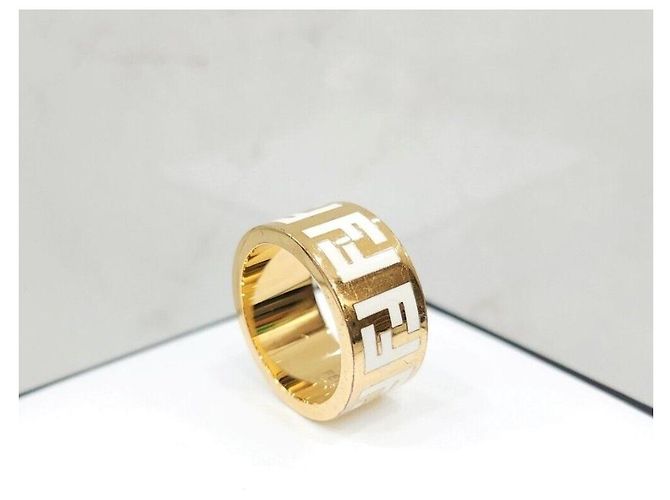 Fendi Anello FF Forever Gold White Wide Band - vista 5