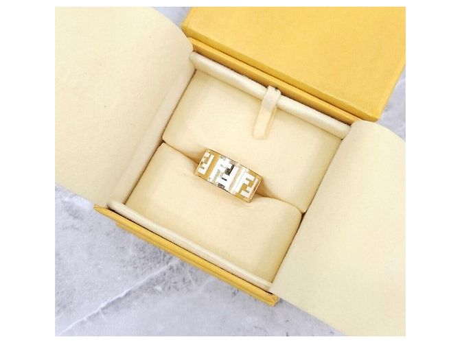 Fendi Anello FF Forever Gold White Wide Band - vista 6