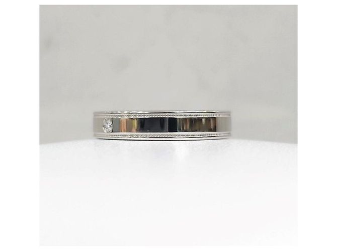 Tiffany & Co Diamant Double Milgrain Band Ring Diamond Together aus Platin Größe Silber - Ansicht 2