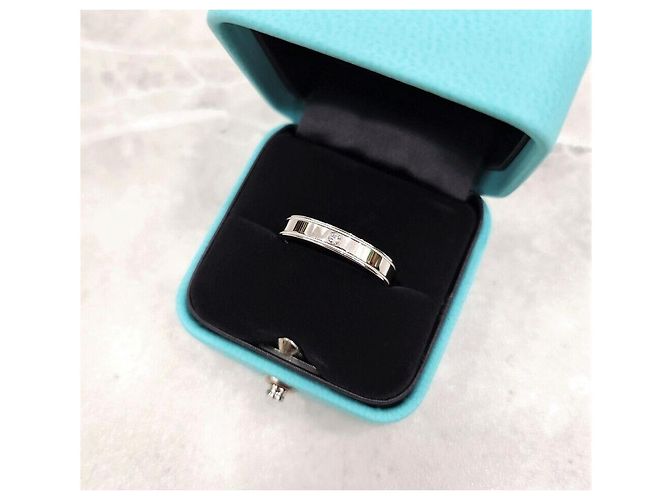 Tiffany & Co Diamant Double Milgrain Band Ring Diamond Together aus Platin Größe Silber - Ansicht 5
