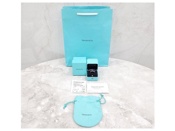 Tiffany & Co Diamant Double Milgrain Band Ring Diamond Together aus Platin Größe Silber - Ansicht 6