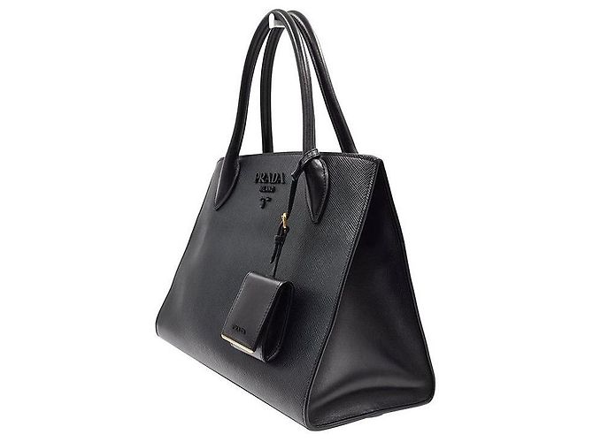 Prada Tote e Borsa a Spalla Saffiano Monochrome Nero - vista 2