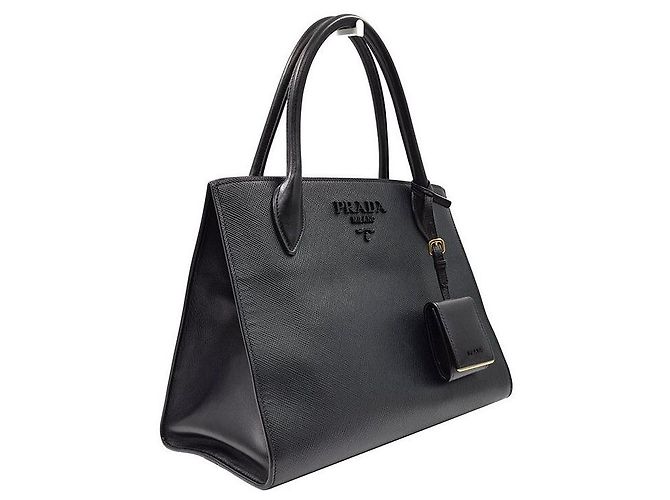 Prada Tote e Borsa a Spalla Saffiano Monochrome Nero - vista 3
