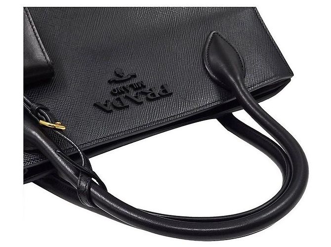 Prada Tote e Borsa a Spalla Saffiano Monochrome Nero - vista 5
