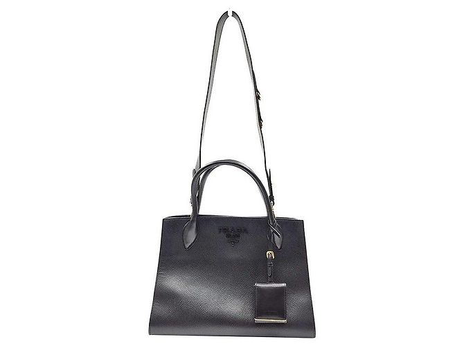 Prada Tote e Borsa a Spalla Saffiano Monochrome Nero - vista 9