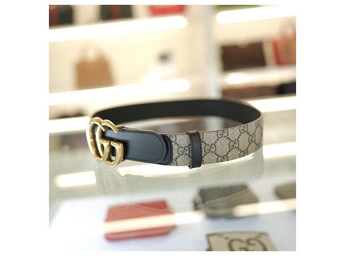 Gucci Damen Gürtel Leder Beige Schwarz Luxus Gürtel Braun - Ansicht 10