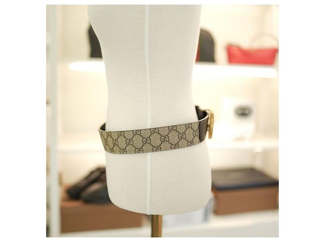 Gucci Damen Gürtel Leder Beige Schwarz Luxus Gürtel Braun - Ansicht 2