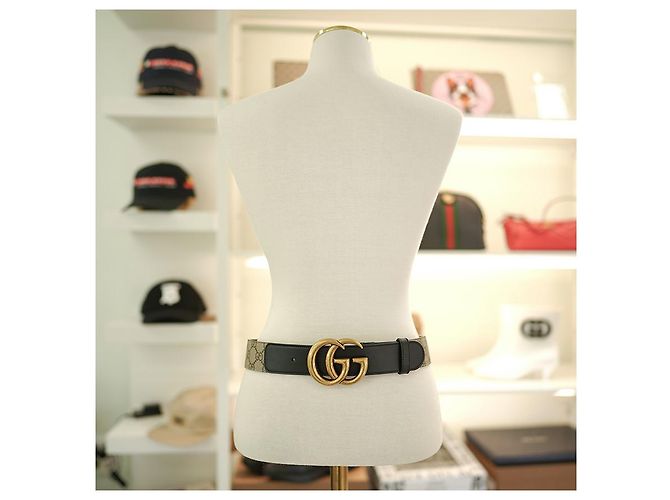 Gucci Damen Gürtel Leder Beige Schwarz Luxus Gürtel Braun - Ansicht 6