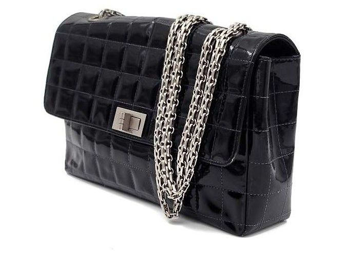 Chanel Borsa a tracolla con catena Patent Chocolate Bar Nero - vista 2