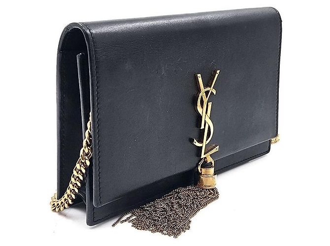 Saint Laurent Borsa a Spalla con Catena Tassel Kate Nero - vista 3