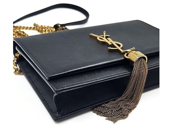 Saint Laurent Borsa a Spalla con Catena Tassel Kate Nero - vista 7