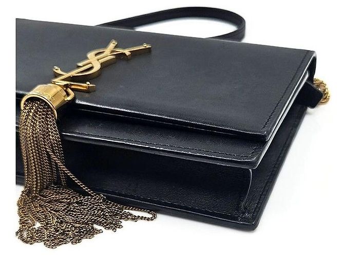 Saint Laurent Borsa a Spalla con Catena Tassel Kate Nero - vista 8