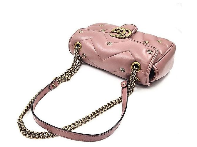 Gucci Borsa a Spalla Marmont Matelassé Rosa - vista 5