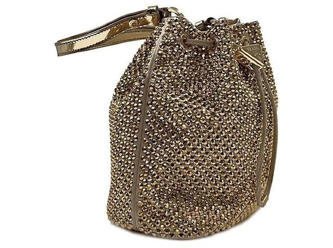 Prada Borsa a secchiello in raso di cristallo D'oro - vista 3