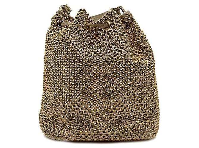 Prada Borsa a secchiello in raso di cristallo D'oro - vista 4