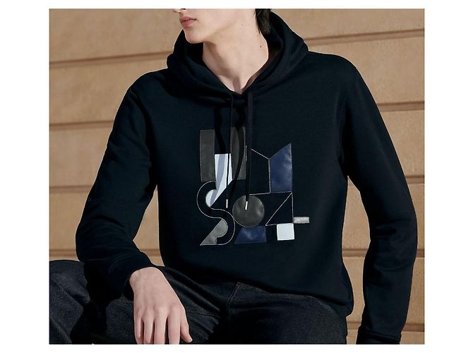Hermès Maglione con cappuccio e dettagli in pelle da uomo Multicolore - vista 6