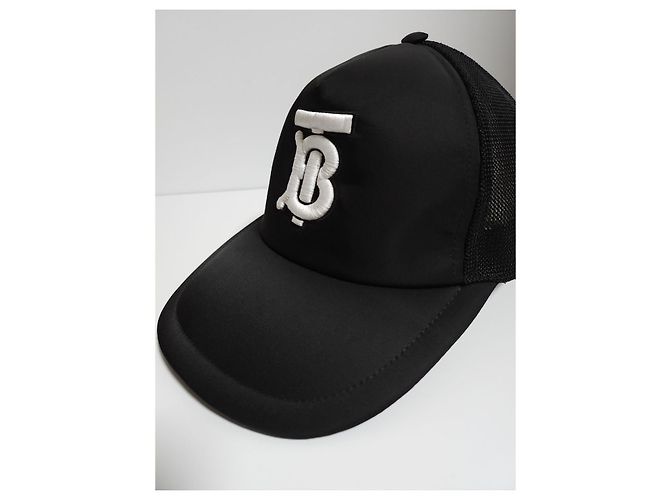 Burberry Black TB Embroidered Monogram Mesh Baseball Cap - view 2