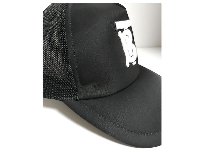 Burberry Black TB Embroidered Monogram Mesh Baseball Cap - view 3