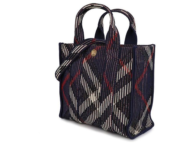 Burberry Mini Check Knit Tote Bag Schwarz - Ansicht 4