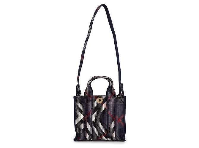 Burberry Mini Check Knit Tote Bag Schwarz - Ansicht 5