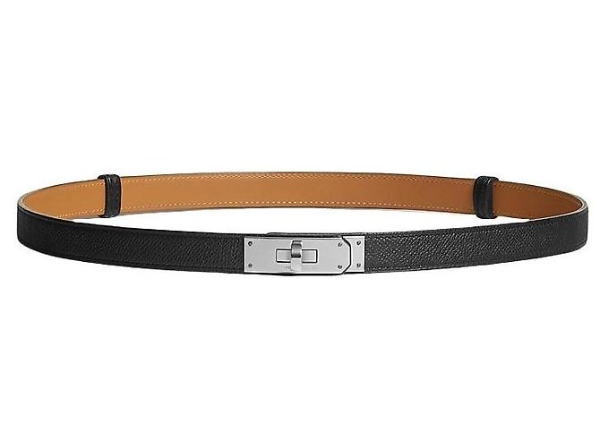 Hermès Cinturón Kelly para mujer Negro Hebilla Plateada Multicolor - vista 2