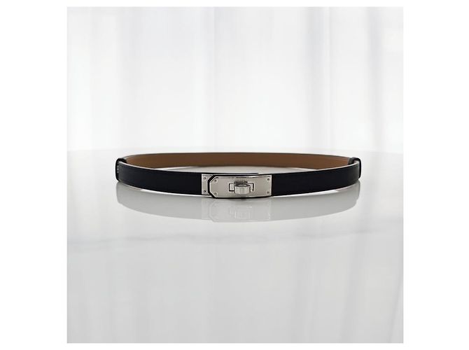 Hermès Cinturón Kelly para mujer Negro Hebilla Plateada Multicolor - vista 4