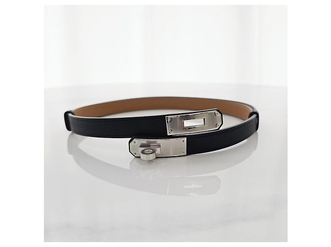 Hermès Cinturón Kelly para mujer Negro Hebilla Plateada Multicolor - vista 5