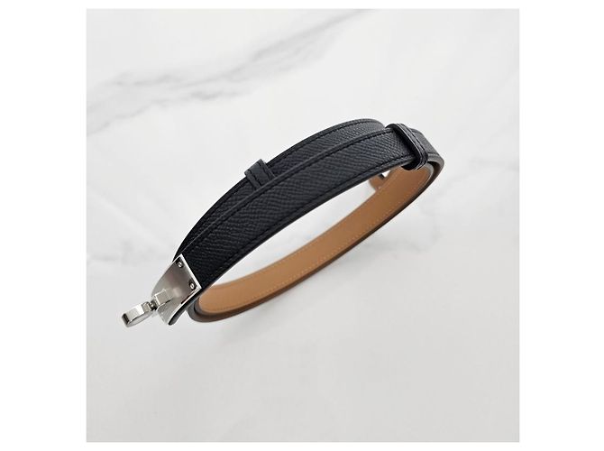 Hermès Cinturón Kelly para mujer Negro Hebilla Plateada Multicolor - vista 6