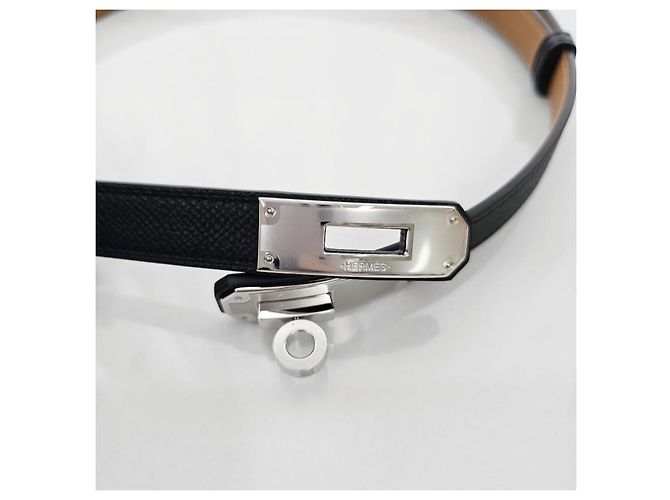 Hermès Cinturón Kelly para mujer Negro Hebilla Plateada Multicolor - vista 7