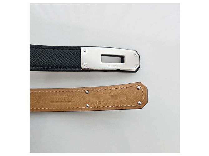 Hermès Cinturón Kelly para mujer Negro Hebilla Plateada Multicolor - vista 9